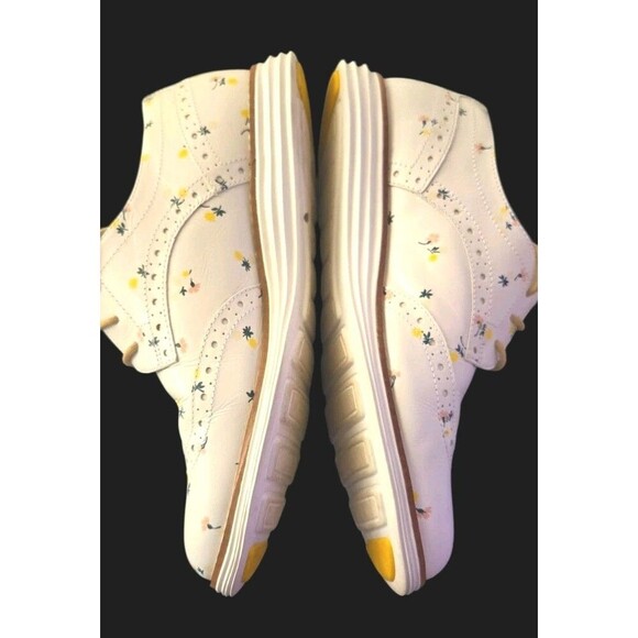 Cole Haan Leather Oxfords  Grand White Wingtip  Floral Print Women’s Size 6B - Picture 5 of 11